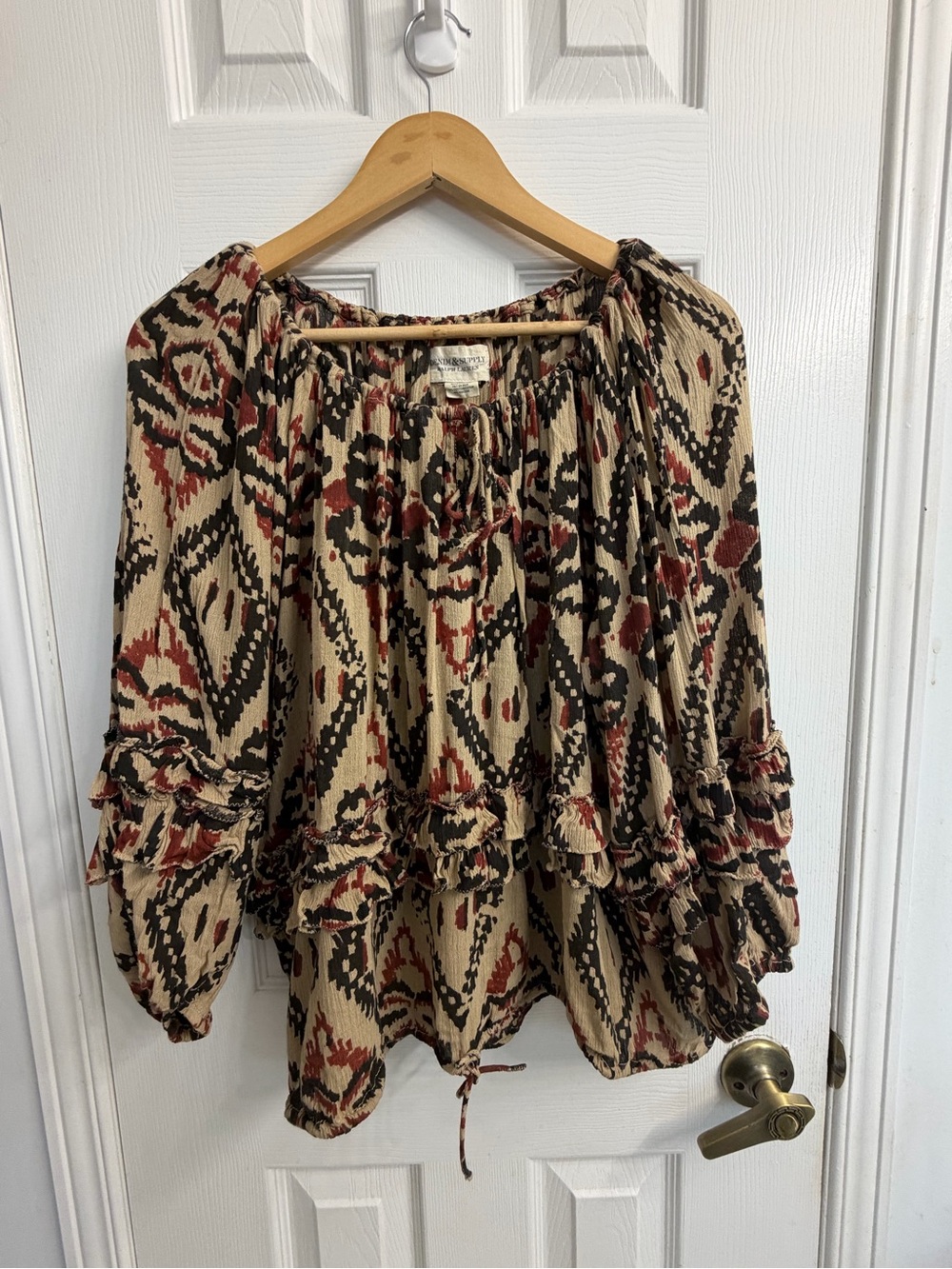 Denim & Supply Ralph Lauren Ikat Print Boho Blouse Size M